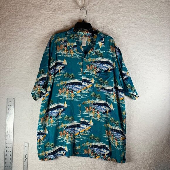Cherokee Waikiki Wear Mens Button Down Short Sleeve Hawaiian Shirt Size 2XL 9266 - Picture 1 of 7